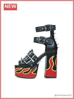 HiColor Platform High Heel Sandals with Ankle Straps & Metal Rivets